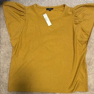 J. Crew Mustard Textured Blouse